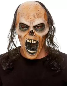 Máscara de zombi en descomposición de látex para adultos + accesorio de vestido elegante de Halloween para cabello - Imagen 1 de 1