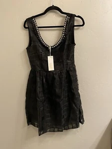Lucy Paris Damen-Cocktailkleid Größe Large schwarz mit Schmucksteinen besetzter Ausschnitt neu mit Etikett - Bild 1 von 21