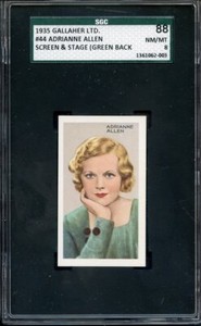1935 GALLAHER LTD STARS OF SCREEN & STAGE ADRIANNE ALLEN SGC NM/MT 88 / 8 NS