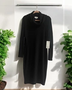 David Meister Dress Black Drape Neck Size 12 Long Sleeve New NWT - Picture 1 of 12