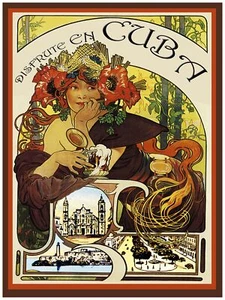 7554.Decoration Poster.Home Room wall design.Enjoy in Cuba.Art Nouveau model - Picture 1 of 1