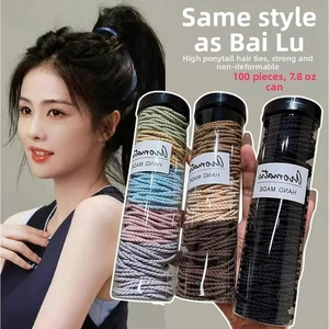 100 Pcs Bulk Seamless Elastic Hair Ties Soft Cloth Hair Bands for Women - Picture 1 of 24