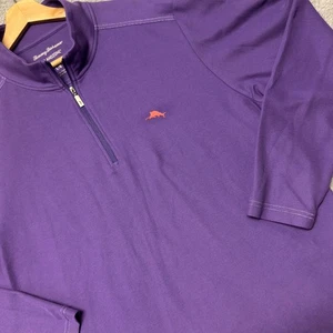 Tommy Bahama Island Zone Mens Large Purple Supima Cotton Quarter Zip Polo - Picture 1 of 8