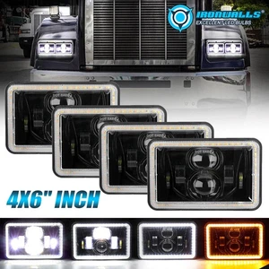 4PCS For Western Star 4900 Semi Truck 4x6" LED Headlights Hi-Lo Beam H4656/4651 - Picture 1 of 12