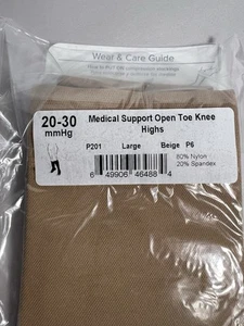 Calcetines de compresión Ames Walker punta abierta grandes hasta la rodilla 20-30 mmHg beige - Imagen 1 de 3