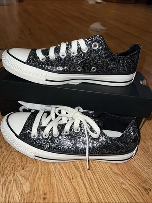 Converse Chuck Taylor All Star OX Low Top Black Glitter Sparkle Women's Sizes - Image 1 of 4