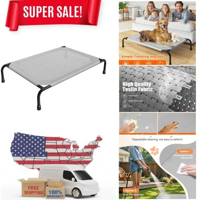 Berço de cachorro XL elevado conjunto sem ferramentas - cama de resfriamento para cães levantada ao ar livre - Imagem 1 de 4