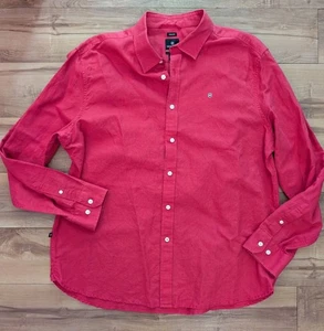 Victorinox Linen & Cotton Long Sleeve Red Button Down Shirt, Men's Sz XXL / 2XL - Picture 1 of 8