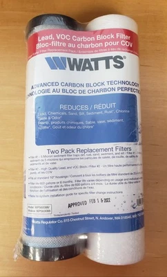 Watts WP560088 Advanced 5 Micron Lead VOC Carbon Block Filters - Image 1 of 4