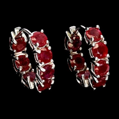 925 Orecchini Argento Sterling Rotondo Rubino 4mm Gemma Pietra Naturale Gioielli - Immagine 1 di 4