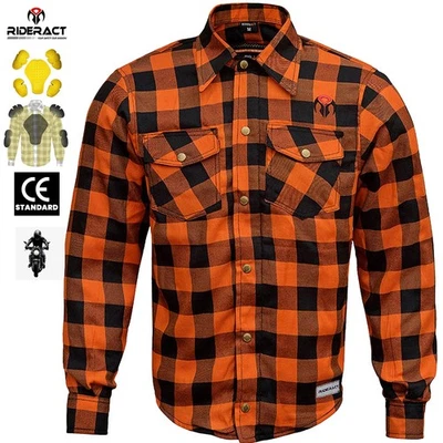 RIDERACT® Hombres Moto Franela Camisa Chaqueta de Motocicleta Reforzada con Aramida Foto 1 de 4