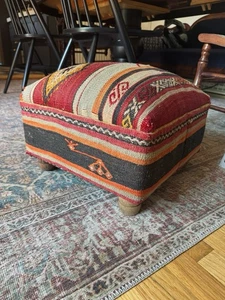 Ottoman stool, Vintage kilim stool, Porch stool, Tripod stool, Mudroom stool - Picture 1 of 3
