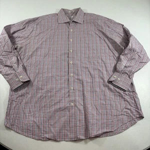 Camisa de vestir Peter Millar para hombre con botones L/S rosa a cuadros algodón XXL ¡Leer! - Imagen 1 de 8