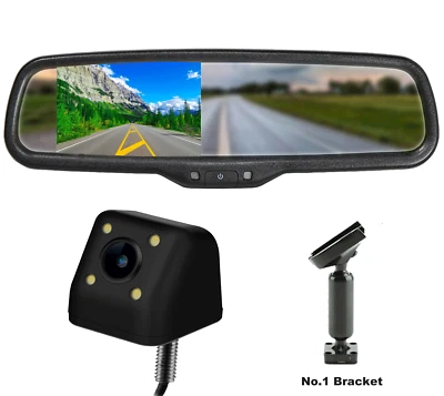 Car Rear View Mirror Monitor with No1 Bracket Backup Camera For Toyota Ford Jeep - Image 1 of 4
