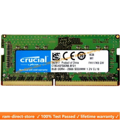 CRUCIAL 8GB DDR4 2666 PC4-21300 Laptop SODIMM 260-Pin Notebook Memory RAM 1x 8G - Image 1 of 4
