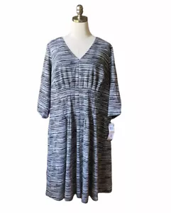 NUOVO abito London Times taglie forti 2x nero grigio manica a 3/4 taglie forti abbigliamento da carriera - Foto 1 di 9