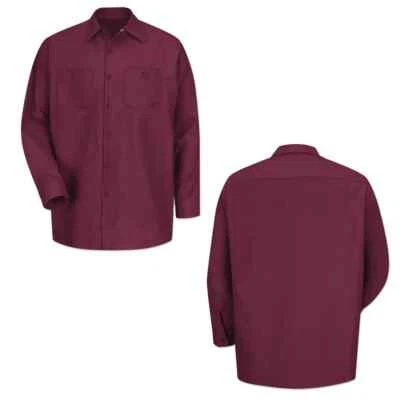 Red Kap Work Shirt Solid Color 2 Pocket Men's Industrial Uniform Long Sleeve - Image 1 of 4