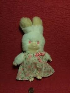 9" vintage Korea Monchichi Bunny Rabbit white cream w/ dress plush stuffed - Picture 1 of 3