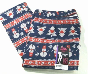 New Women's Juniors NOBO Ankle Legging, XXL 19, Snowman Fair Isle - Picture 1 of 2