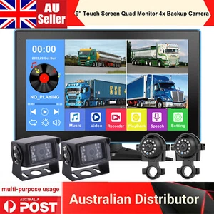 9" Touch Screen Quad DVR Monitor FM BT 4x Backup Cameras For Van Trailer Trailer - Picture 1 of 20