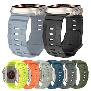Herren Silikon Smart Armbänder Uhrarmband Für Apple Watch Ultra/9/8/7/SE/6/5/4/3