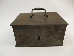 Antique Vintage Victorian Strong Box Thick Metal Cash Money Safe Heavy Solid - Picture 1 of 10