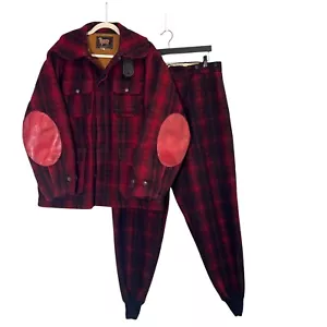 Vintage Woolrich Hunting Suit Men 40 Pants 44 Jacket Buffalo Plaid Mackinaw Wool - Picture 1 of 14