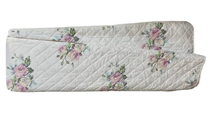 Pem-America King Quilt White Pink Floral Cotton Face 102 x 86" Cottage Shabby - Picture 1 of 7
