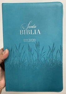 Biblia Letra Grande con Cierre 12 puntos Reina Valera 2020 imit piel turquesa - Picture 1 of 8