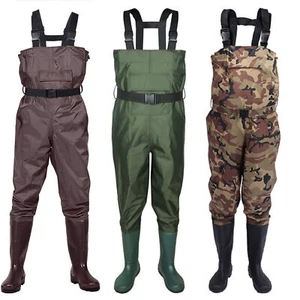 Chest Waders 2-Ply Nylon 6-13Size Waterproof PVC Rubber Fishing Hunting Bootfoot - Picture 1 of 28