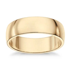14 Kt. Yellow Gold Men's Rounded Wedding Band 6 mm - Picture 1 of 2