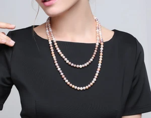 singel strand8-9mm south sea round multicolor pearl necklace 38inch - Picture 1 of 3