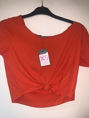 Primark Short Sleeve Top With Tie Front Size XS Brand New With Tags - Image 1 of 2