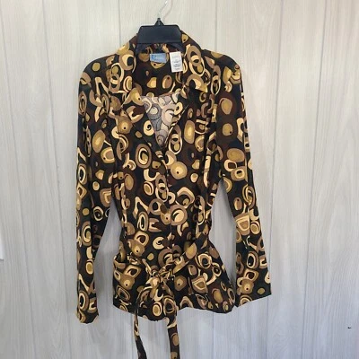 Chaqueta Top Classic Elements Marrón Negra con Cinturón Abotonada Para Mujer Talla M Dinero Antiguo Foto 1 de 4