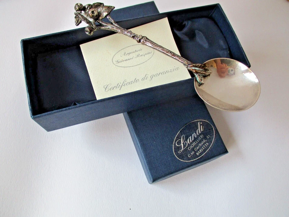 Giovanni Raspini argento 800 piccolo cucchiaio con bacche g 30,7 - Immagine 1 di 4