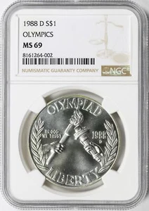 1988-D Olympics $1 Commemorative Silver Dollar NGC MS69 - Picture 1 of 4