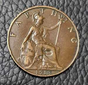 1913 Great Britain Farhing Coin - Picture 1 of 2