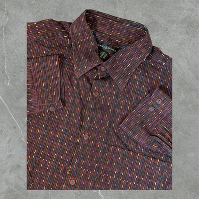 Camisa De Colección Jhane Barnes Hombres XL Abotonada Manga Larga Rayas Rojas Foto 1 de 4