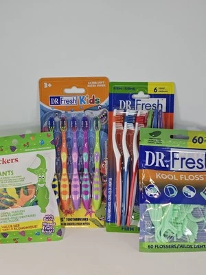 Kids & Adult Dr Fresh Toothbrushes And Floss Combo Mouth Care Dental LOT - Imagem 1 de 4