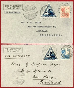 Netherlands Indies 1934, 30c Triangle Air Post Stamps on Airmail Covers To Neth - Picture 1 of 2
