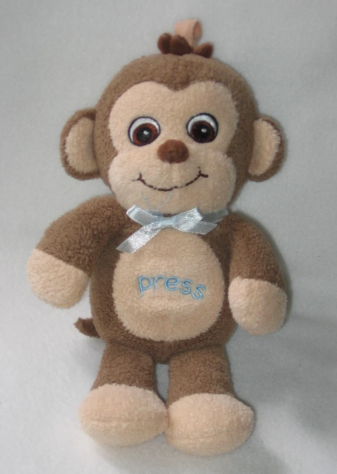 Garanimals Marrón Tostado Mono Azul Arco Peluche Bebé Lovey 82285 Pequeño 8" Sin Sonido Foto 1 de 3