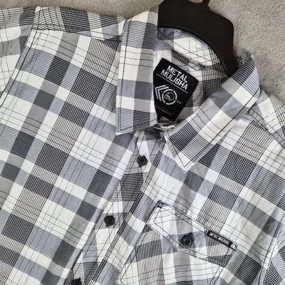 Camisa masculina mulisha metal grande xadrez preta branca dominação mundial skatista moto - Imagem 1 de 4