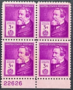 Scott#: 891 - Famous Americans: Cyrus McCormick 3¢ 1940 BEP Plate Block MNHOG - Bild 1 von 2