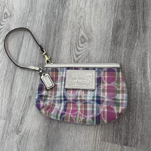 Borsa Coach Vintage Y2K Polso Poppy Plaid e Oro Colorata Divertente