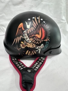 ED HARDY KBC MOTORCYCLE HELMET Medium Free OR DIE BLACK Dot - Picture 1 of 6