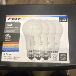 [4 Pack] LED A19 A60 ETL Listed 6W 120V 40W Equivalent E26 Base 5000K Daylight - Picture 1 of 2