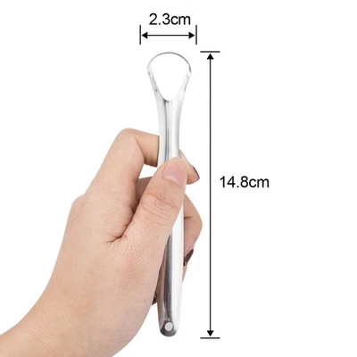 Tongue Scraper Reusable Stainless Steel Mouth Cleaner Adult 7F7S - Image 1 of 4