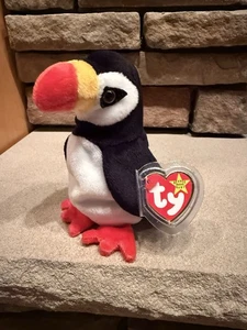 Peluche Ty Beanie Baby Puffer The Puffin Bird 1997 retirado raro coleccionable como nuevo - Imagen 1 de 6