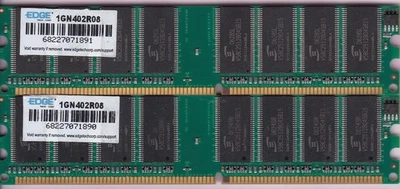 2GB 2x1GB PC-3200 EDGE MEMORY DDR-400 1GN402R08 PROMOS CHIPS DESKTOP KIT DDR1 - Image 1 of 3