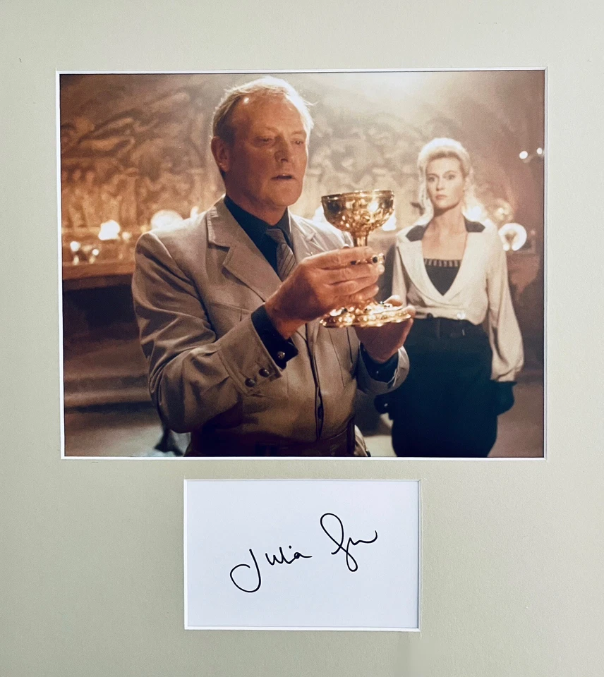 Julian Glover  HAND SIGNED 6x4 White Card + 10x8 INDIANA JONES Photograph *COA* - Image 1 of 1